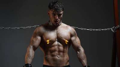 ABS ART – Ronan muscle slave workout nipples and whipping
